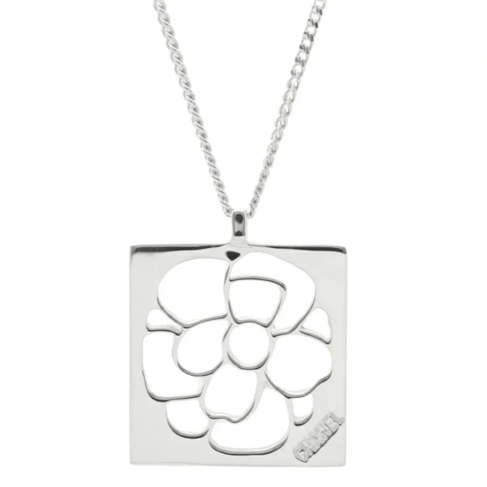 CHANEL Open Camillia 925 Sterling Silver Necklace